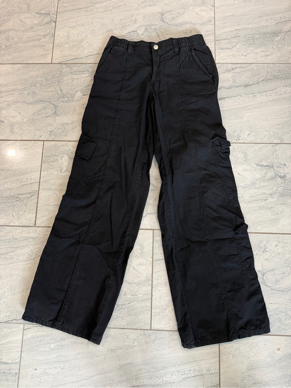 Zara Black Wide Leg Cargo Pants
